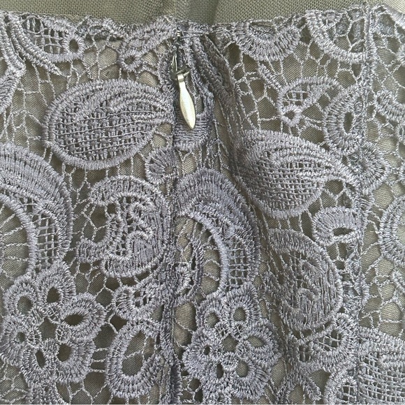 GUESS Women’s Illusion Lace Fit & Flare Dress Small Navy Blue Cocktail Party - Picture 6 of 9